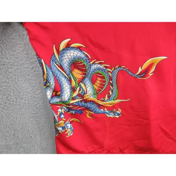 NWT Vintage Y2K JNCO Jeans Men's Large Red Black Button Shirt w/ Dragon Designs